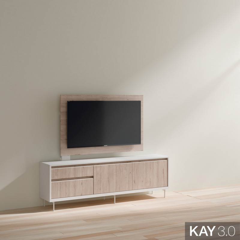 Mueble TV con panel giratorio a 90º en ambos lados y luz Led